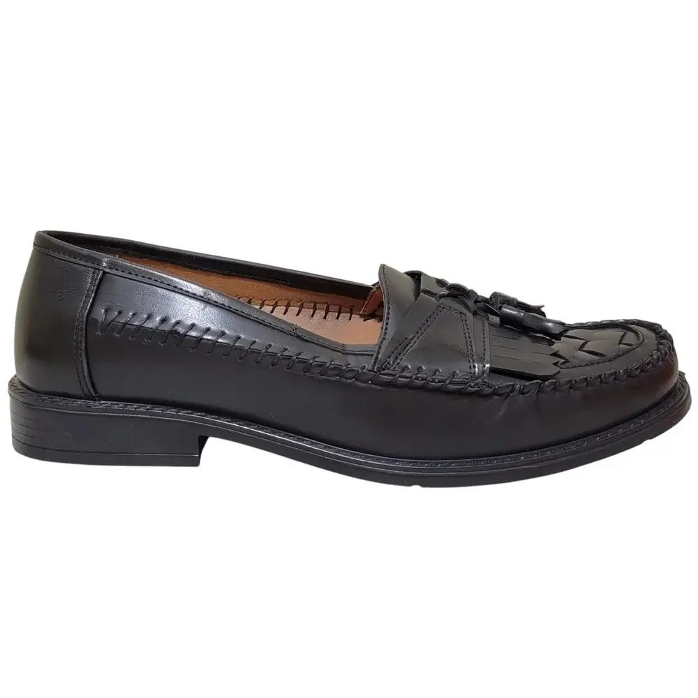 Deer Stags Men Herman Slip On Tassel Loafer Size US 9.5M Jet Black Faux Leather